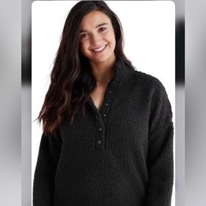AERIE black teddy sweatshirt